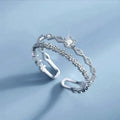 Adjustable Silver Ring with Zirconia