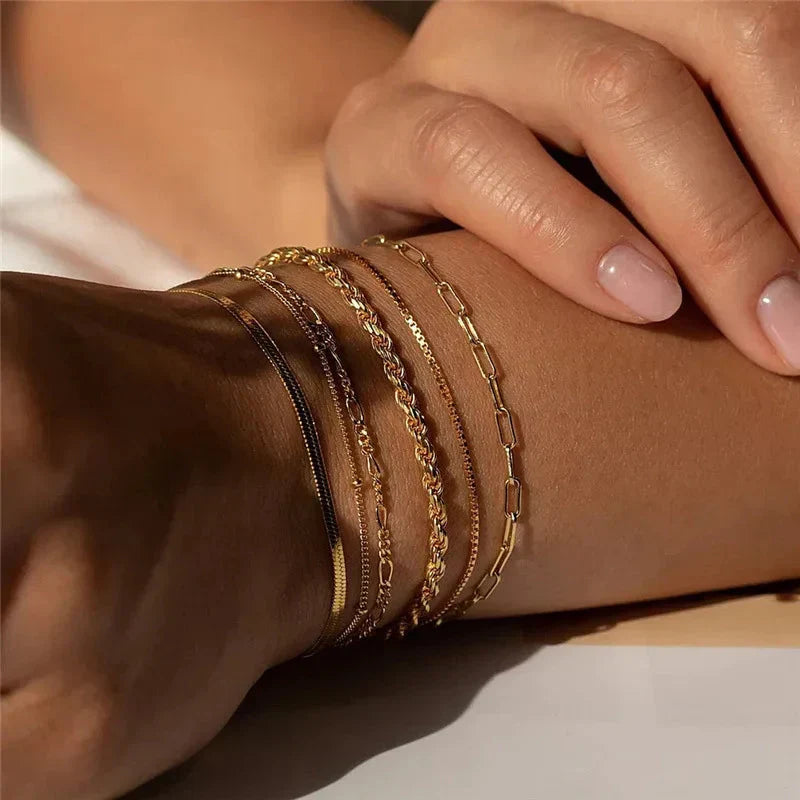 Paige | Set of Six Multi-Layer Bracelets