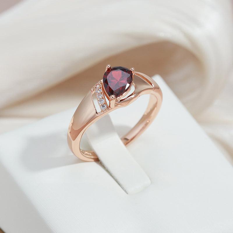 Red Oval Natural Zircon Ring