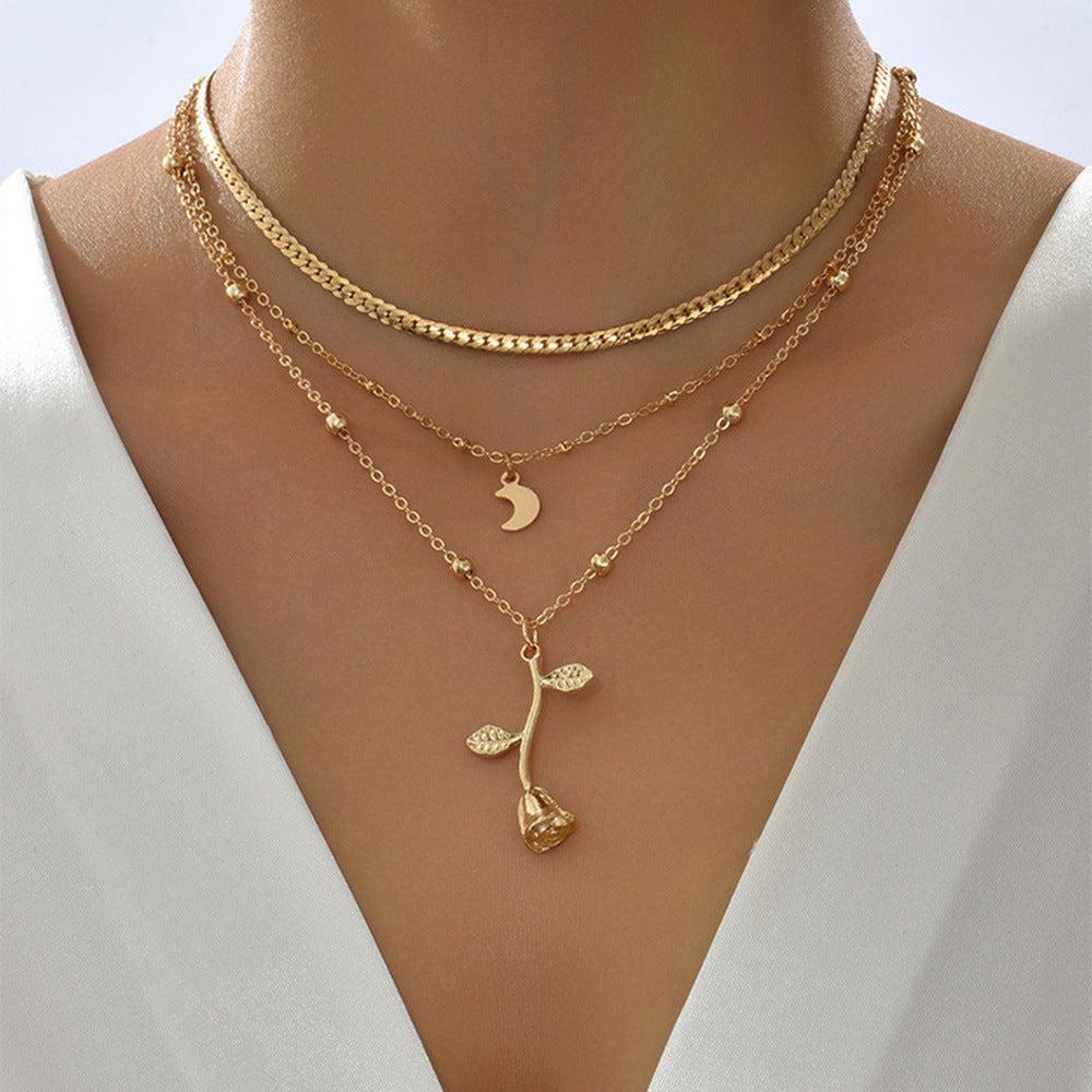 Golden Rose Charm Necklace