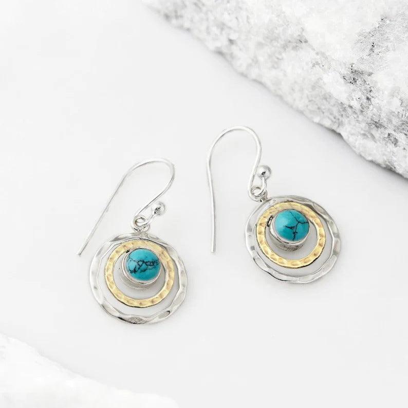 Boho Saturn with Turquoise Opal Dangle Earrings