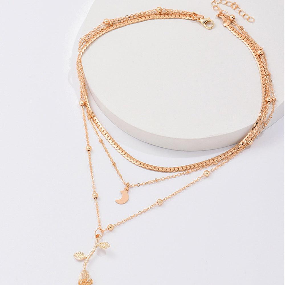 Golden Rose Charm Necklace
