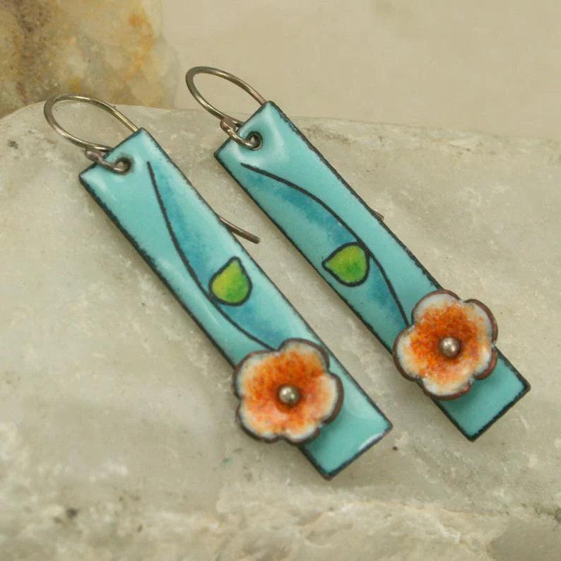 Enamel Flower Earrings