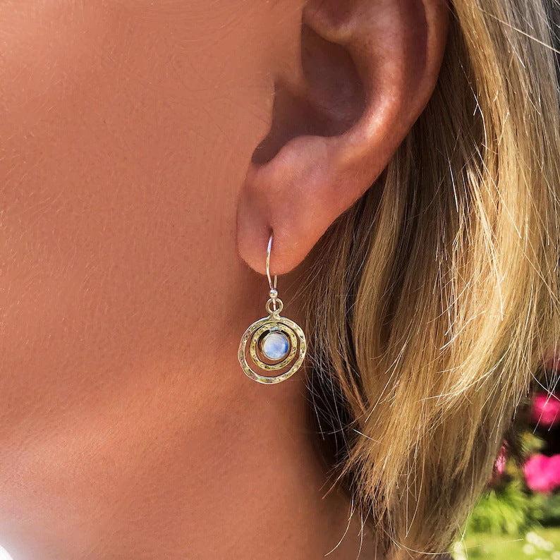 Boho Saturn with Turquoise Opal Dangle Earrings