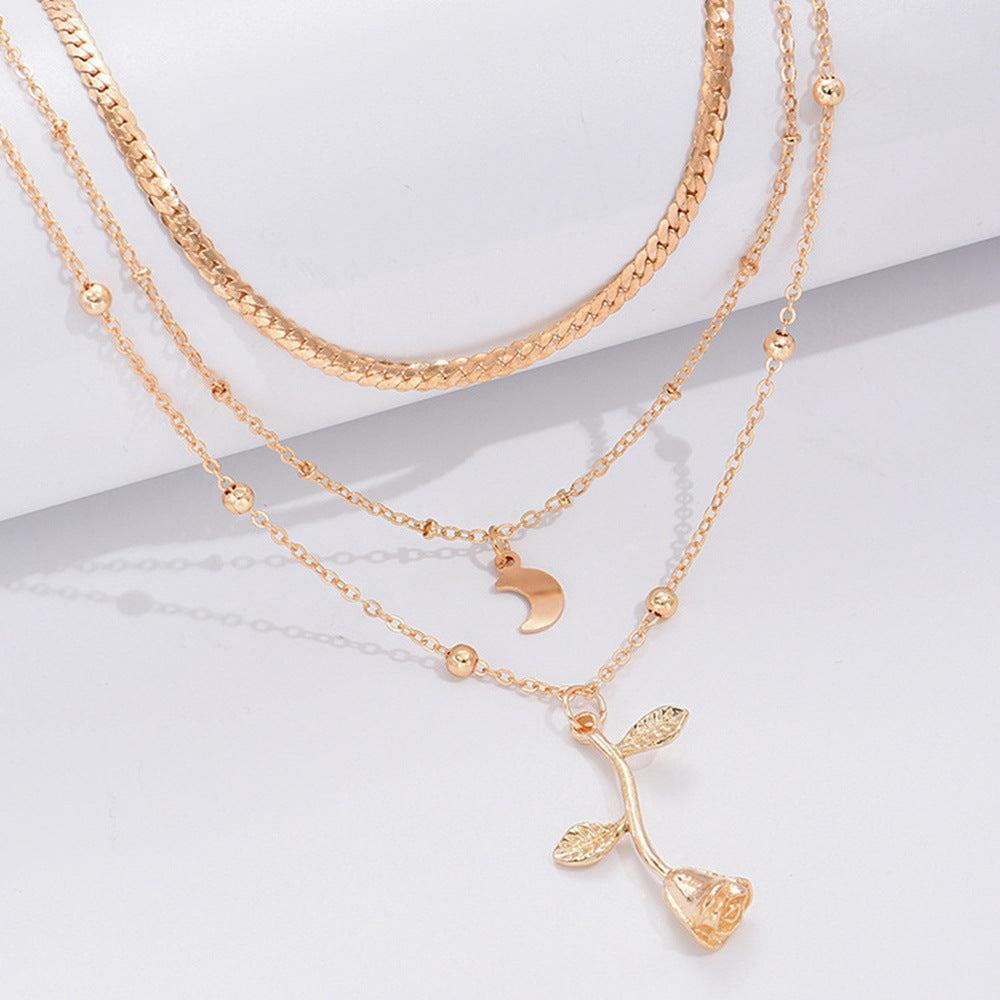 Golden Rose Charm Necklace