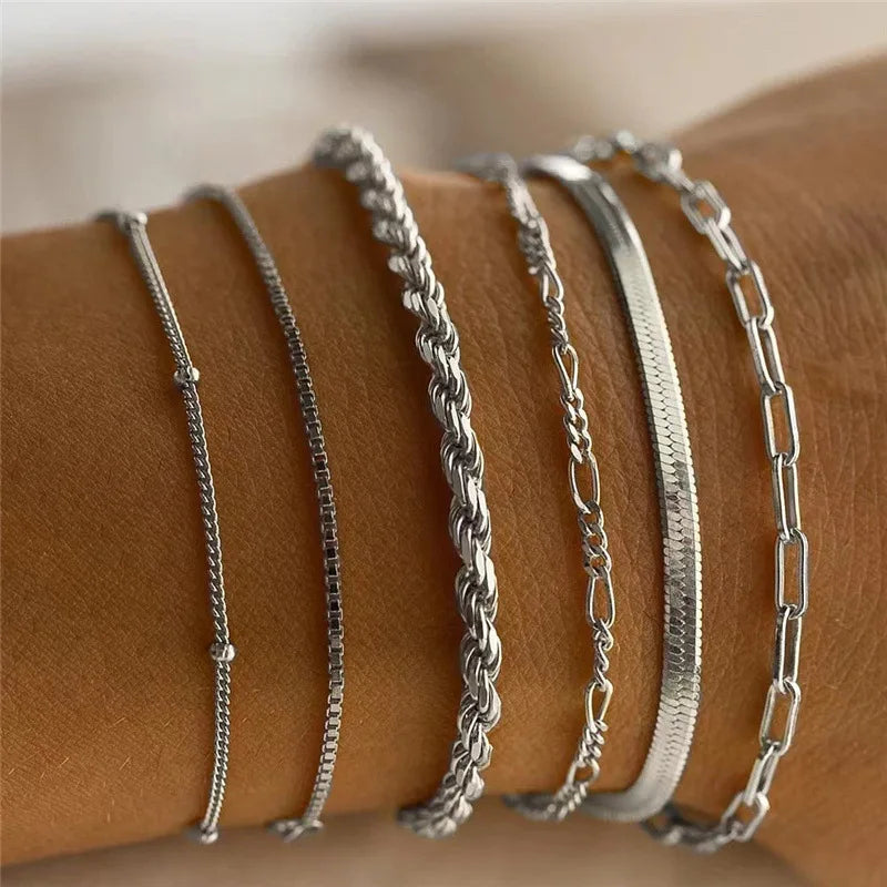 Paige | Set of Six Multi-Layer Bracelets