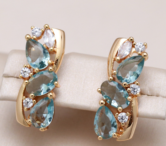 Turquoise Gemstone Earrings in Gold