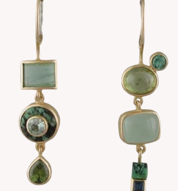 Vintage earrings with dangling green stones
