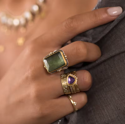 French Vintage Square Crystal Ring