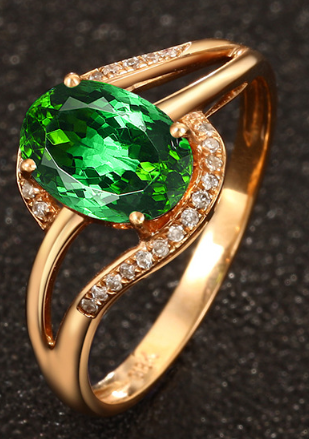 Vintage Garnet Crystal Zirconia Gold Band Ring