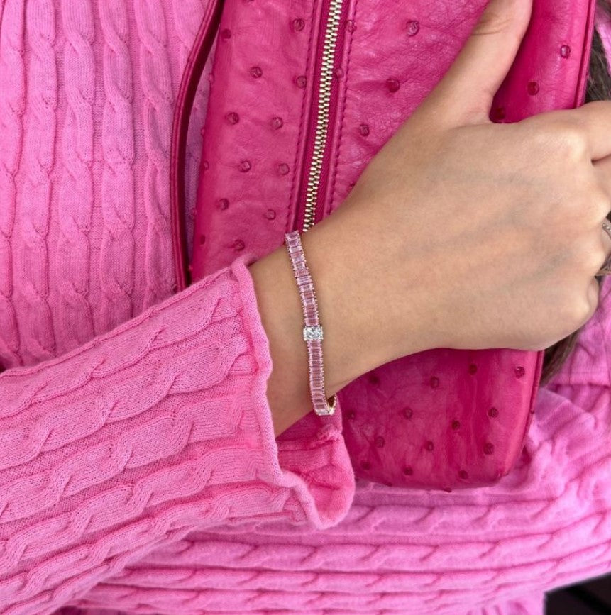 Two-Tone Radiant Cut Pink Sapphire Bracelet