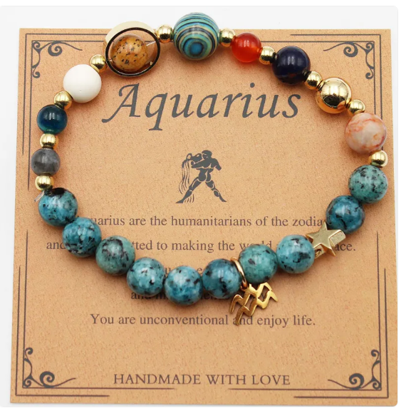 Eight Planets & Twelve Constellation Gemstone Bracelet
