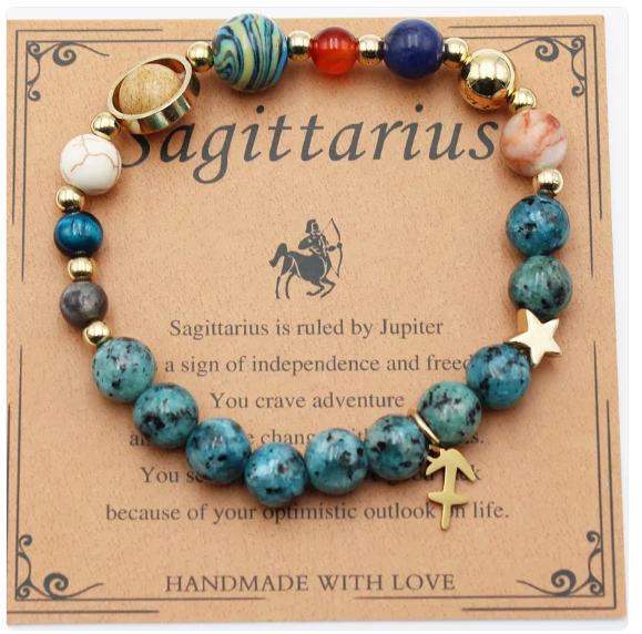 Eight Planets & Twelve Constellation Gemstone Bracelet