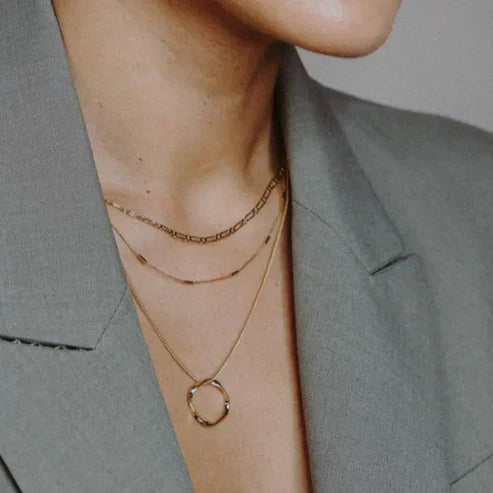 Open Circle Triple Row Necklace