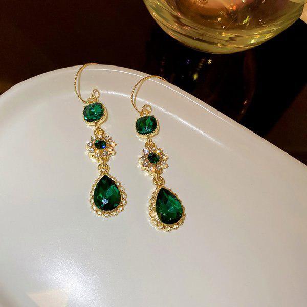 Vintage Luxurious Emerald Crystal Earrings