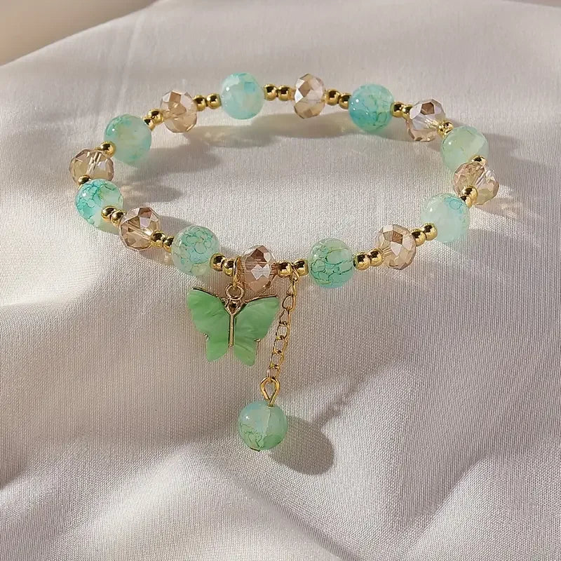 Beautiful Butterfly Beaded Elastic Bracelet