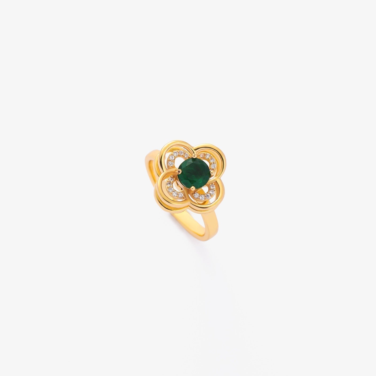 Emerald Gold Blossom Ring