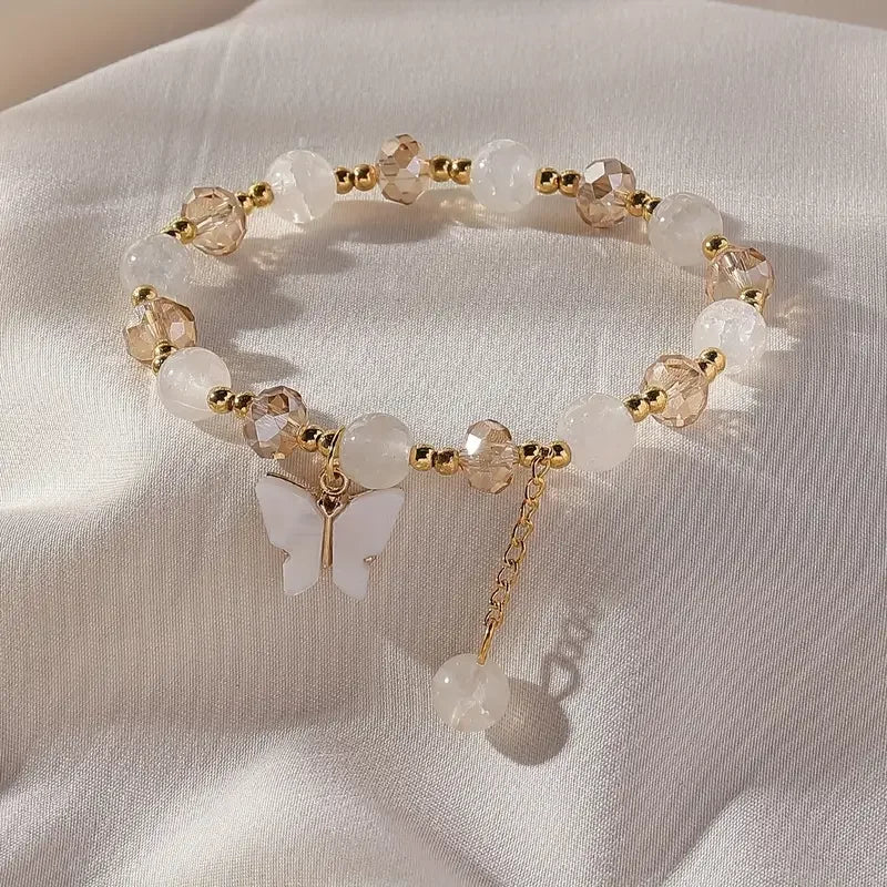 Beautiful Butterfly Beaded Elastic Bracelet