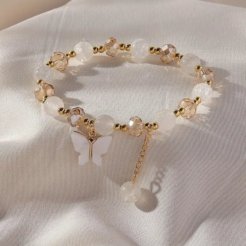 Beautiful Butterfly Beaded Elastic Bracelet
