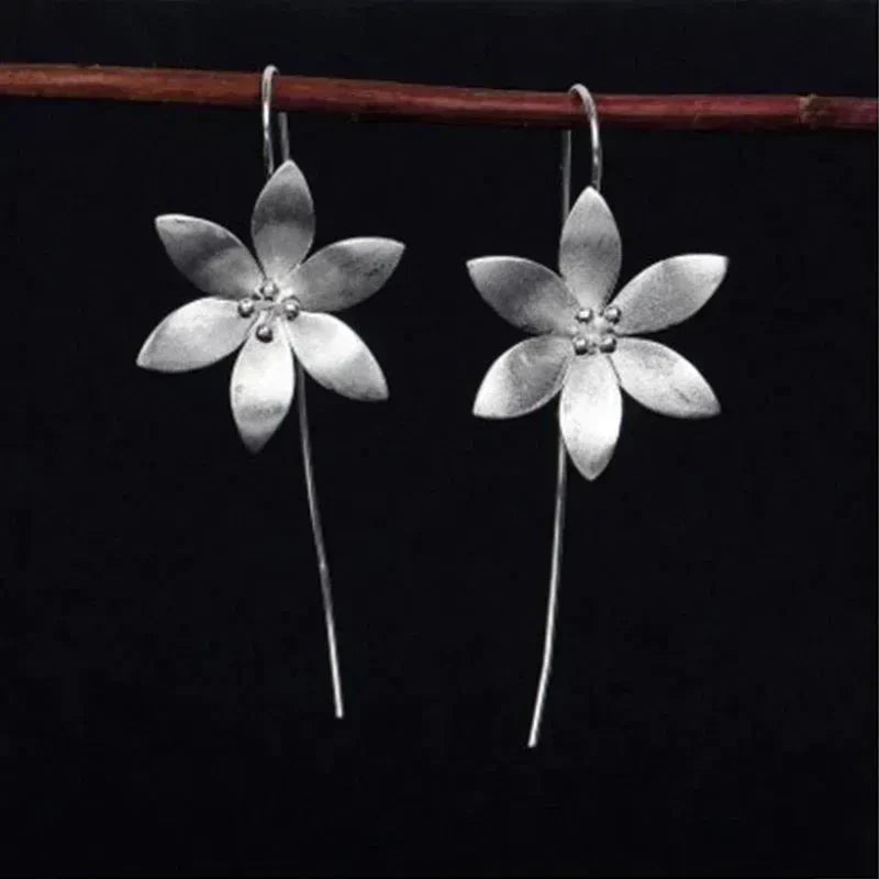 Silver-Plated Bohemian Floral Earrings