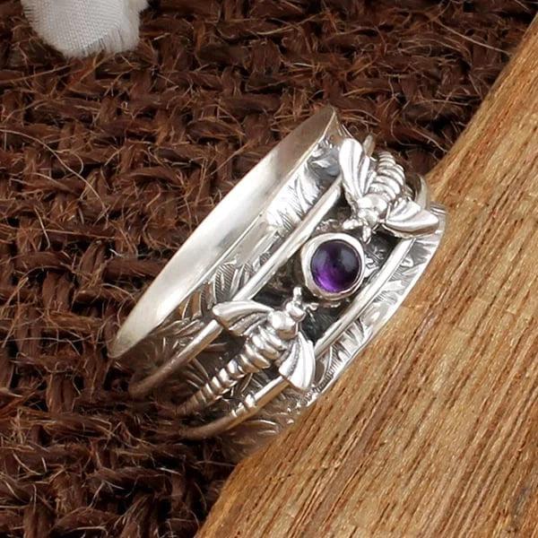 Purple Gemstone Meditation Ring by Bee
