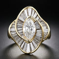 Vintage Gold Ring with Zirconia Mesh