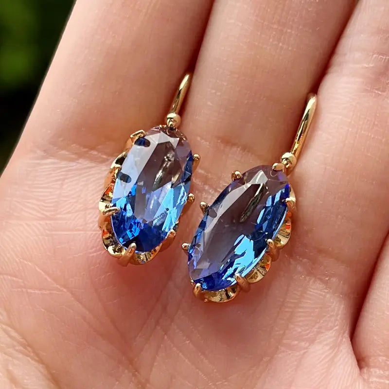 Gold Sapphire Teardrop Earrings