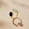 Gold Dual Gemstone Adjustable Ring
