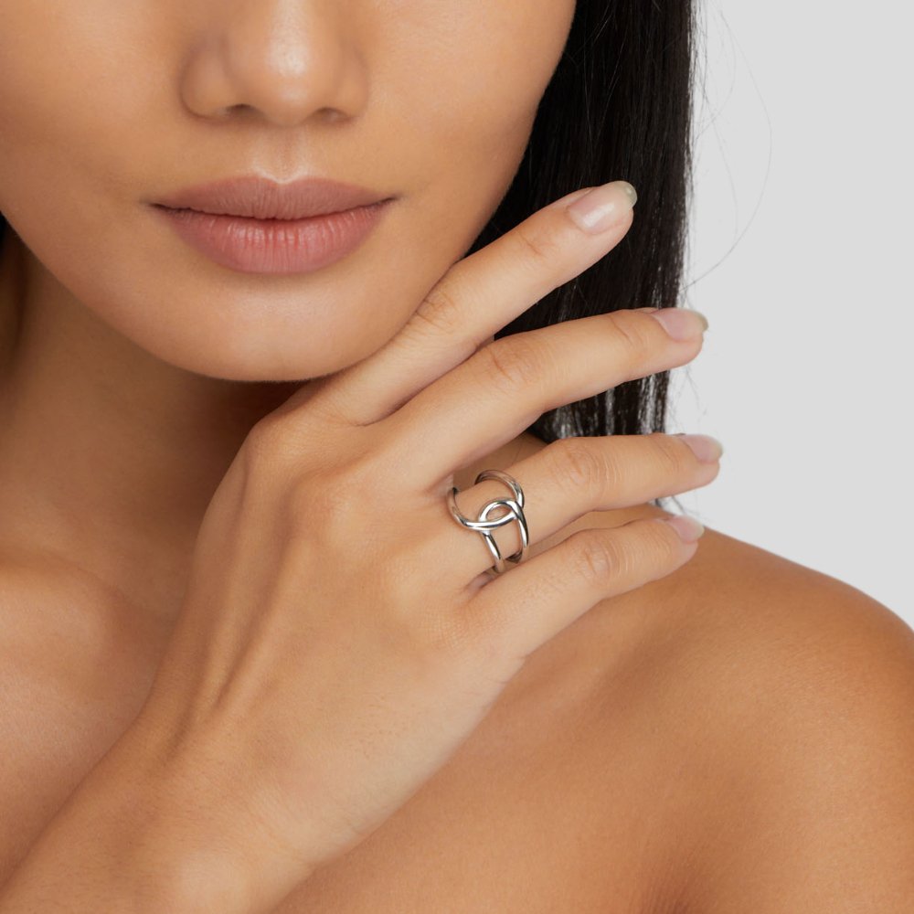 Silver Intertwined Open Ring