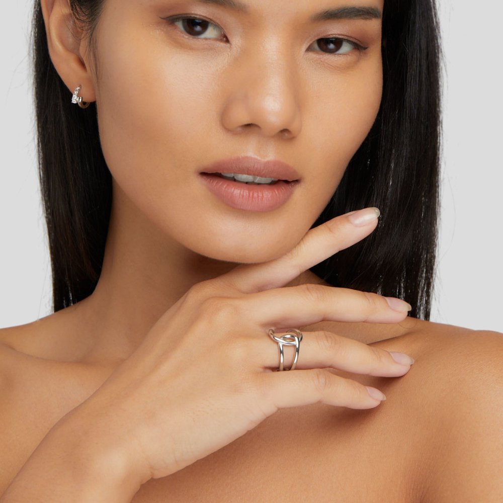 Silver Intertwined Open Ring