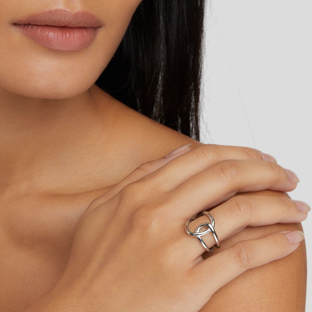 Silver Intertwined Open Ring