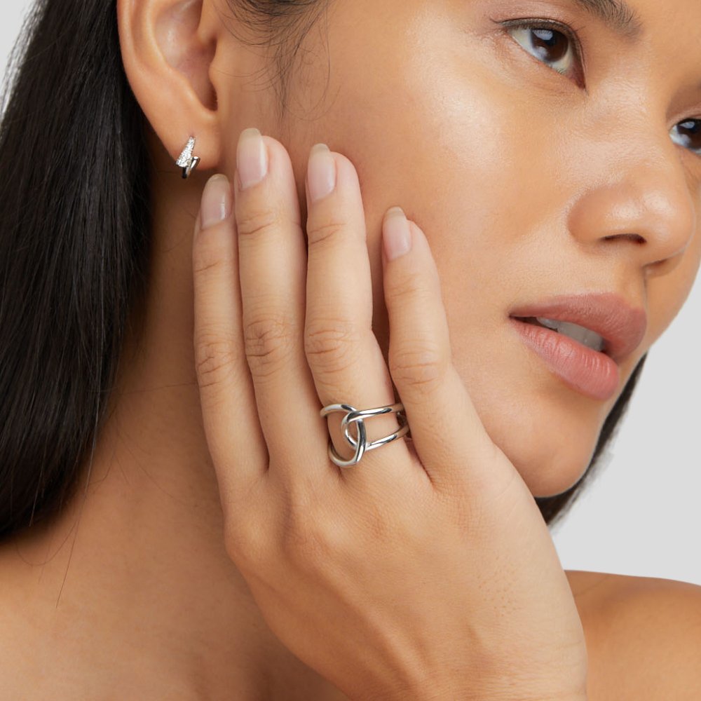 Silver Intertwined Open Ring