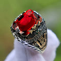 Ornate Ruby Silver Signet Ring