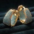 Golden-Tone Turquoise Beaded Loop Earrings