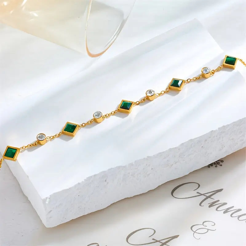Emerald Gold Station Bracelet
