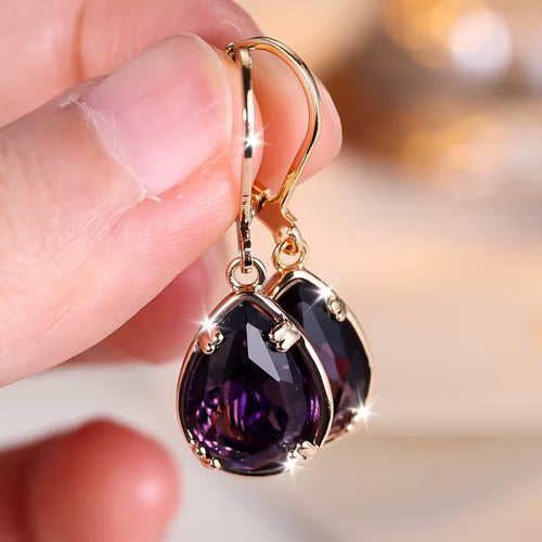 Amethyst Gold Teardrop Earrings