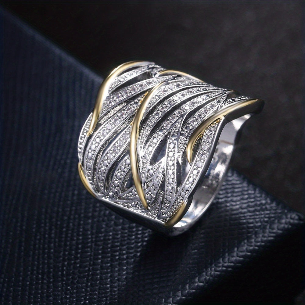 Silver and Gold Interwoven Band Ring