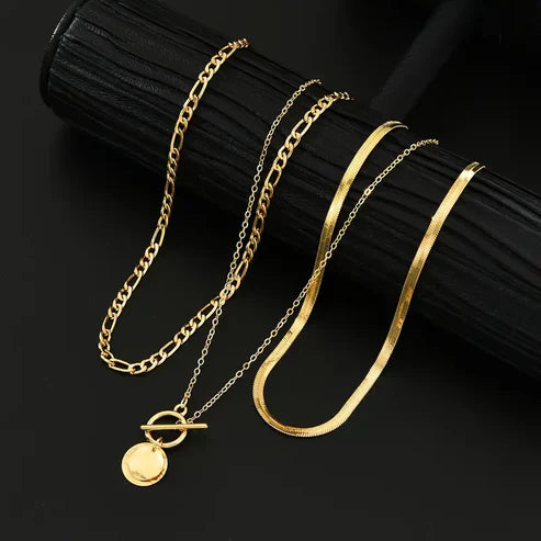 Savira Textured Coin Layered Pendant Necklace