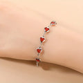 Silver Ruby Heart Link Bracelet