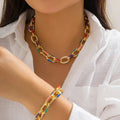 Vibrant Link Bracelet and Necklace Set