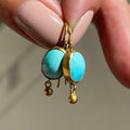 Vintage Blue Stone Gold Earrings
