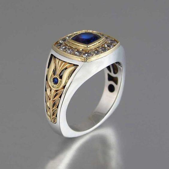 Blue Turkish Signet Ring Crafted in Sterling Silver