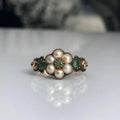 Vintage Green Beaded Floral Ring