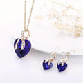 Gold Sapphire Heart Jewelry Set
