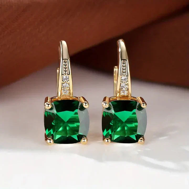Mystic Gemstone Hoop Gold Earrings