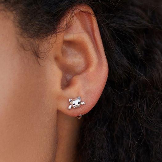 Silver Feline Earrings