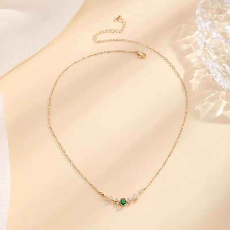 Emerald Gold Minimalist Necklace