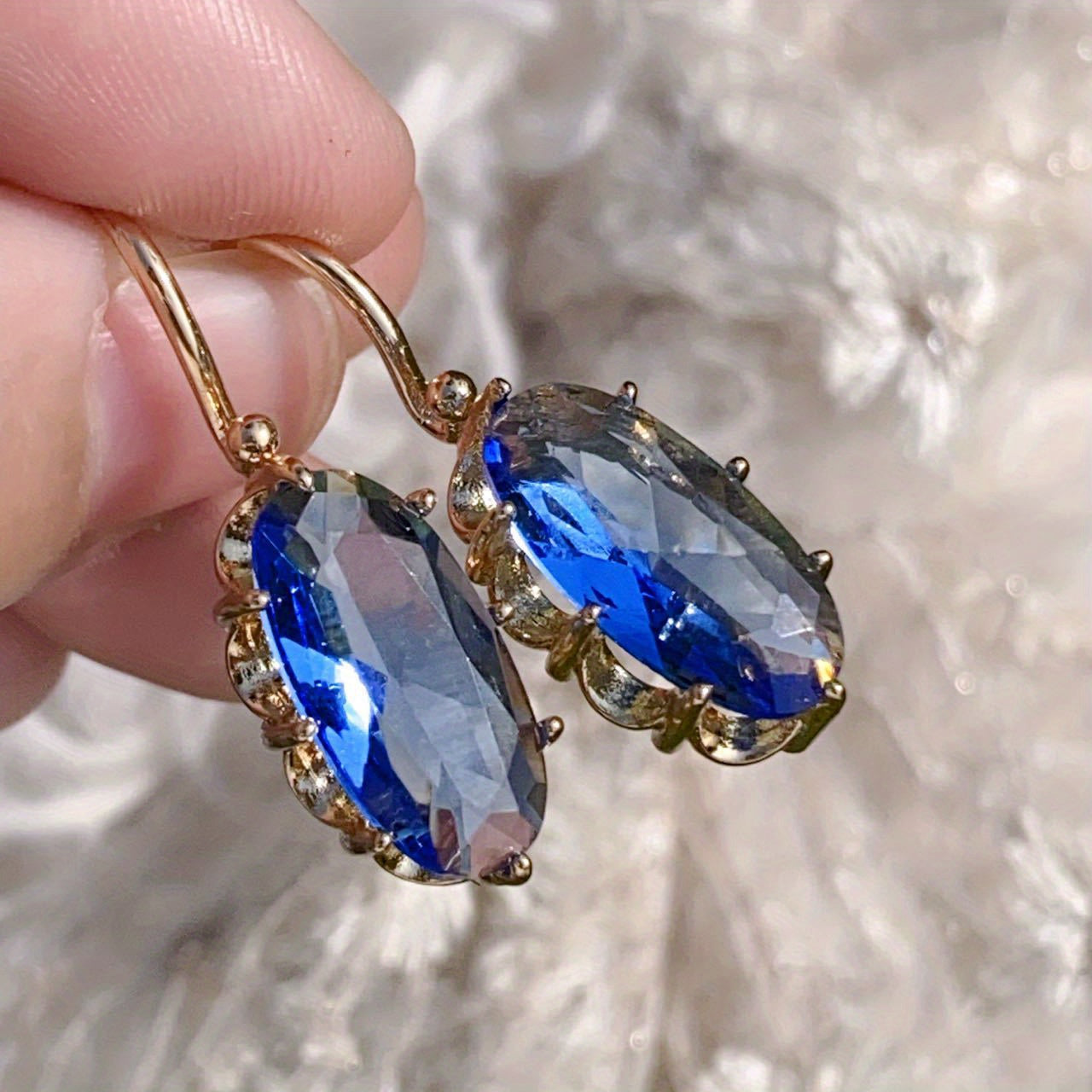 Gold Sapphire Teardrop Earrings