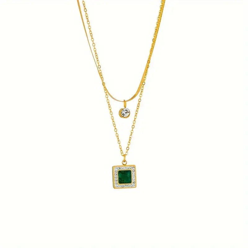 Emerald Gold Layered Necklace
