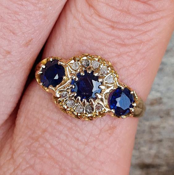 Vintage Blue Starlight Zircon Ring